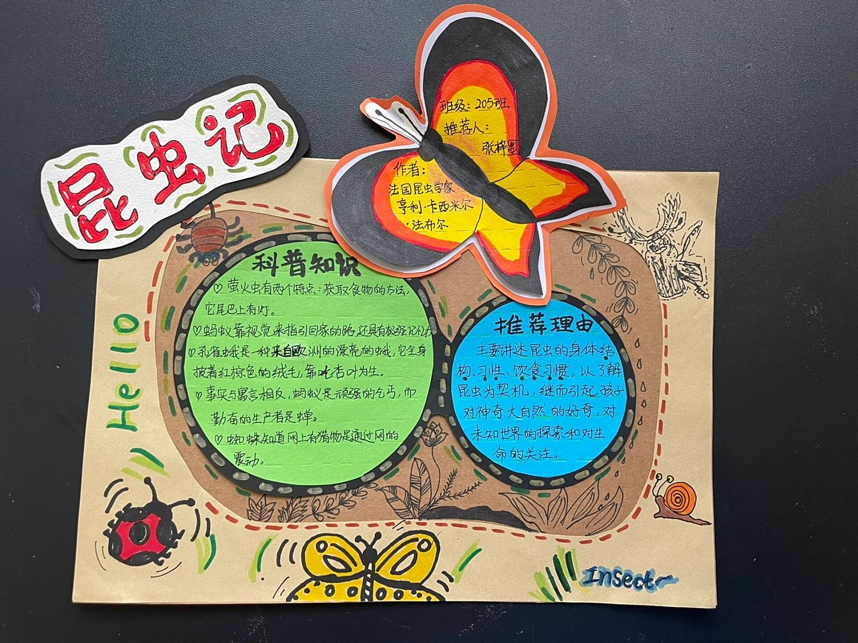 科普读物好书推荐卡《昆虫记》 和女儿一起完成老师交代的任务,科普