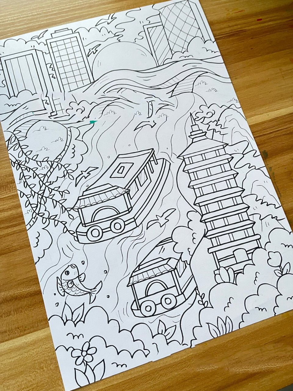 原创《春天京杭大运河》绘画 9493春天下的京杭大运河9191