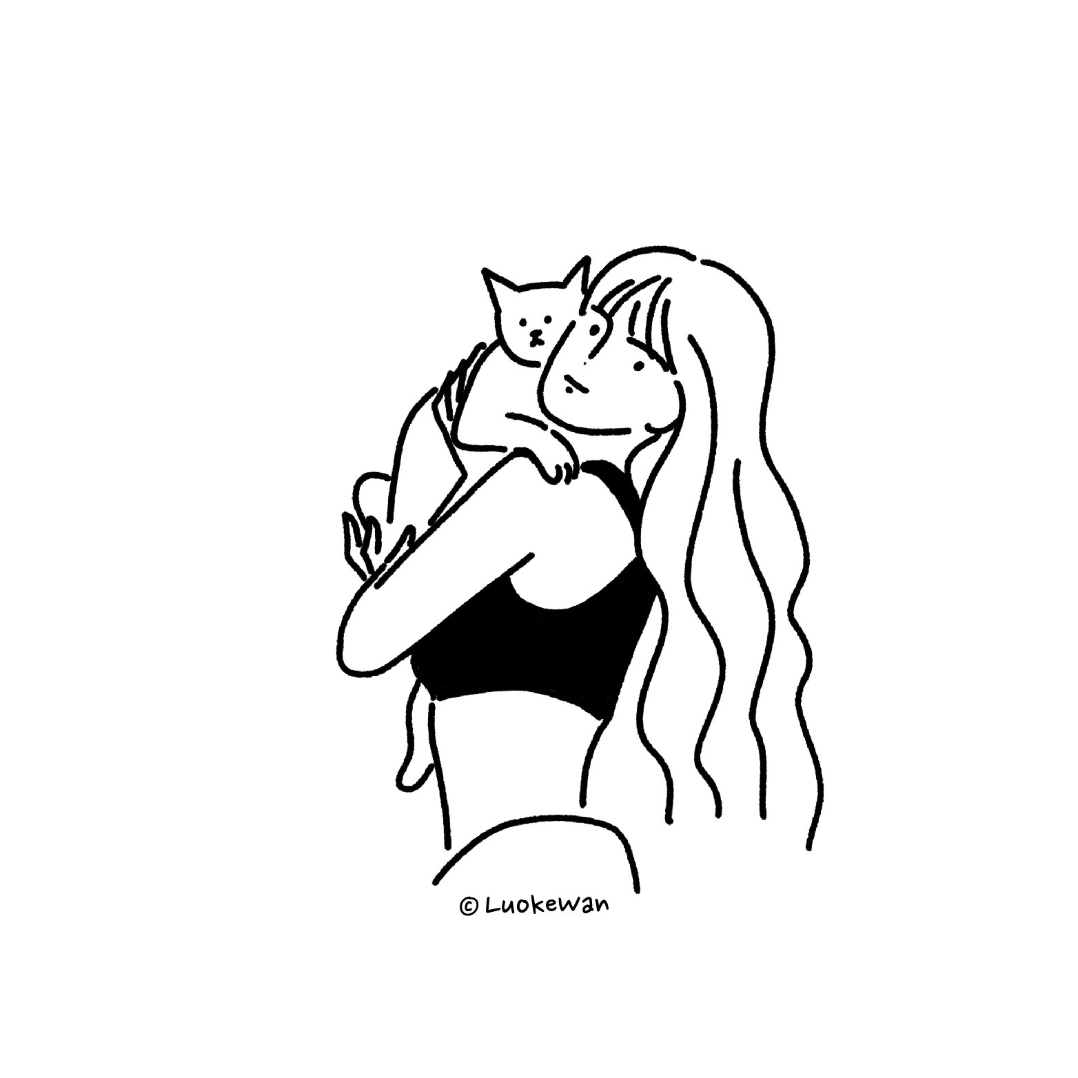 原创手绘插画黑白线条头像