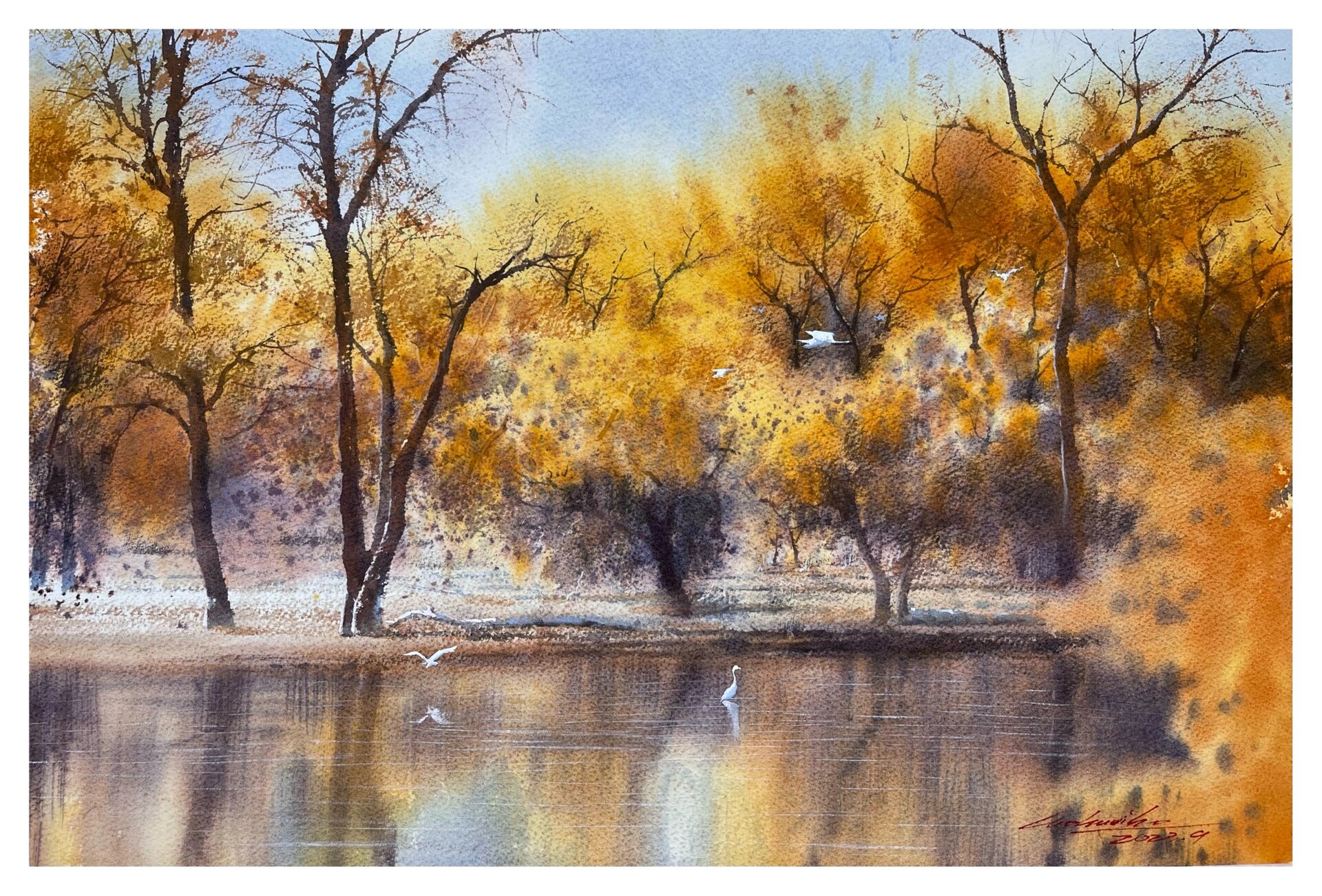 金秋胡杨林·水彩