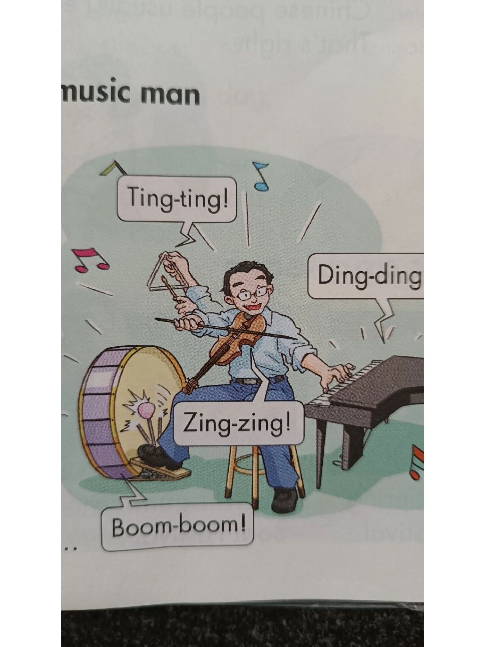 英语书51页有鬼! music man有四只手!