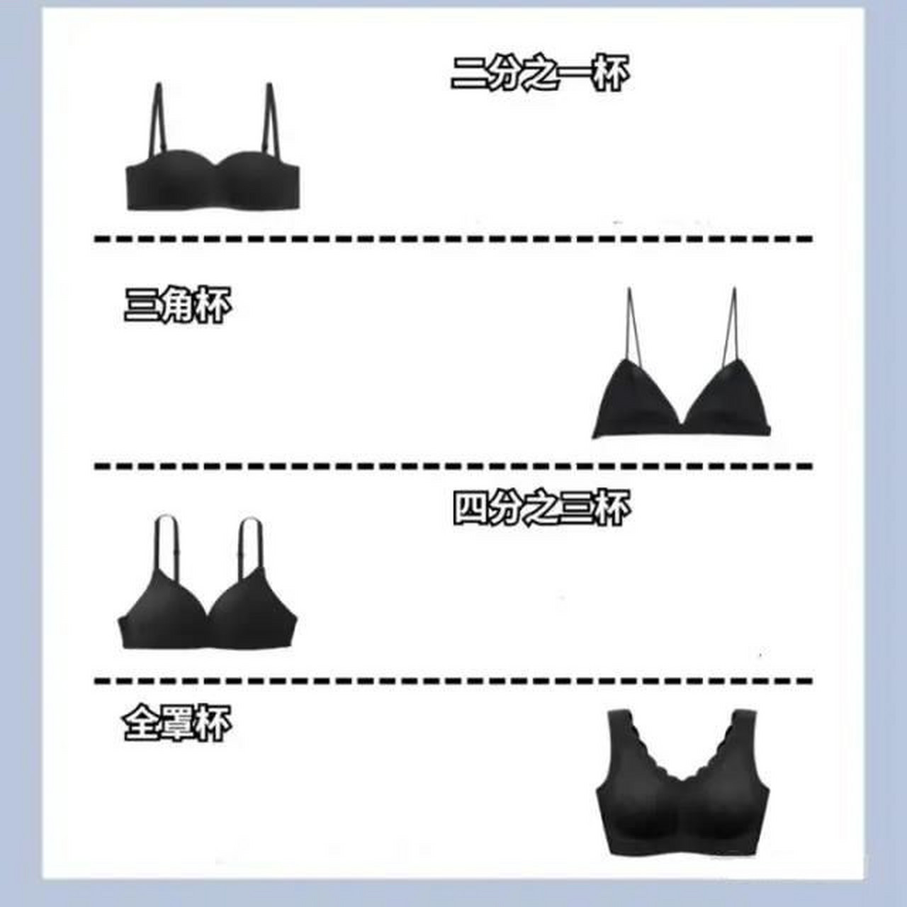 关于内衣罩杯的类型全教程 其实内衣的种类普遍都围绕在几个主要元素