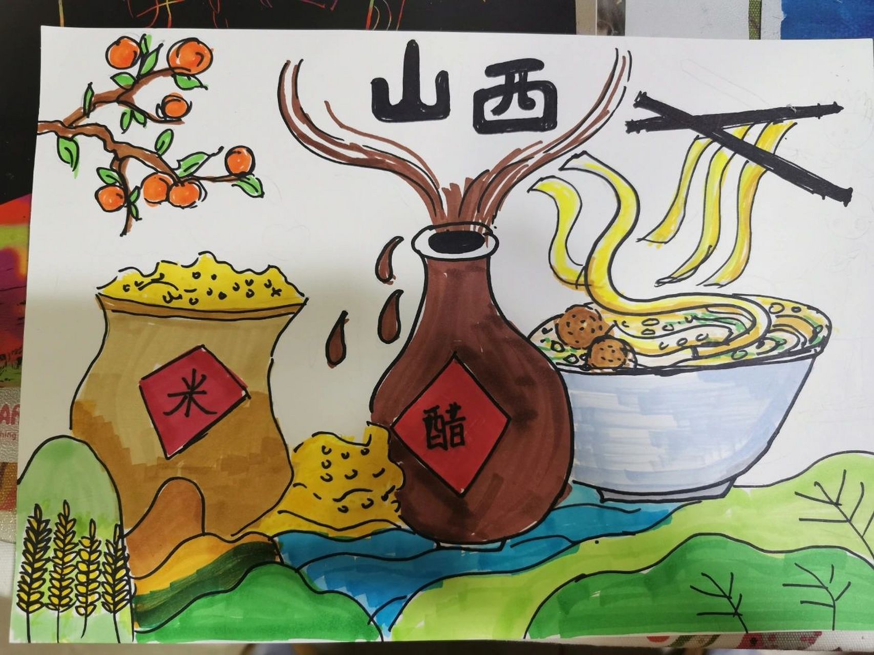 我爱我的家乡手抄报 女儿学校作业,自己打稿,妈妈勾线涂色.记录一下.