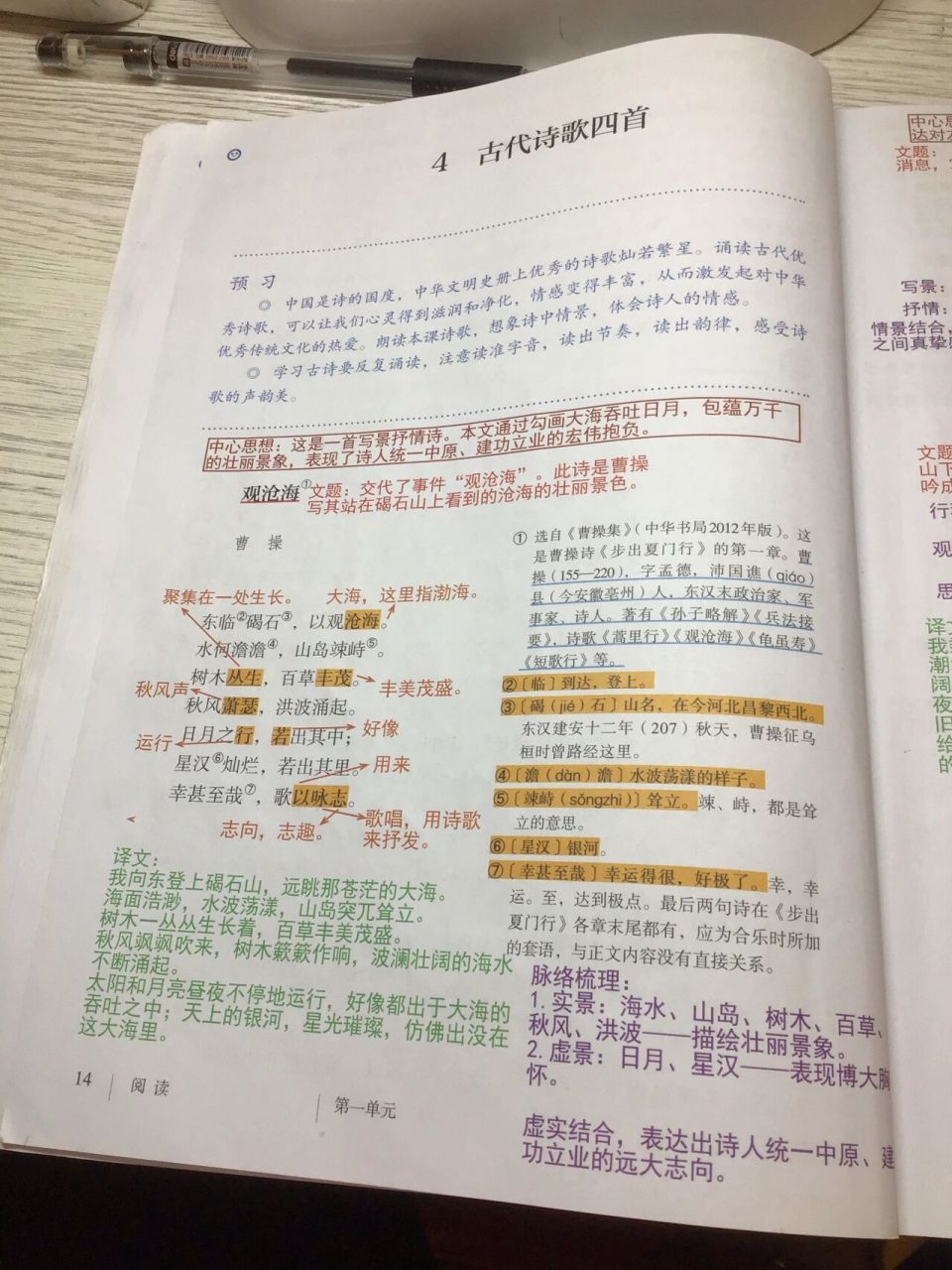 七年级上册语文第四课《古代诗歌四首》笔记