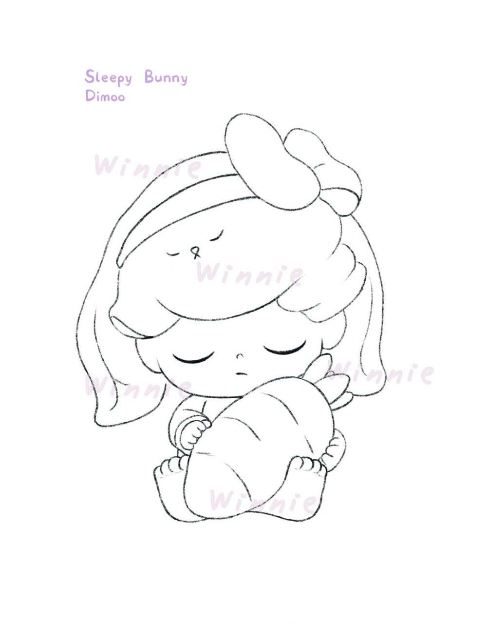 【手绘彩铅盲盒】泡泡玛dimoo睡眠兔附线稿 老规矩:完整绘画过程视频