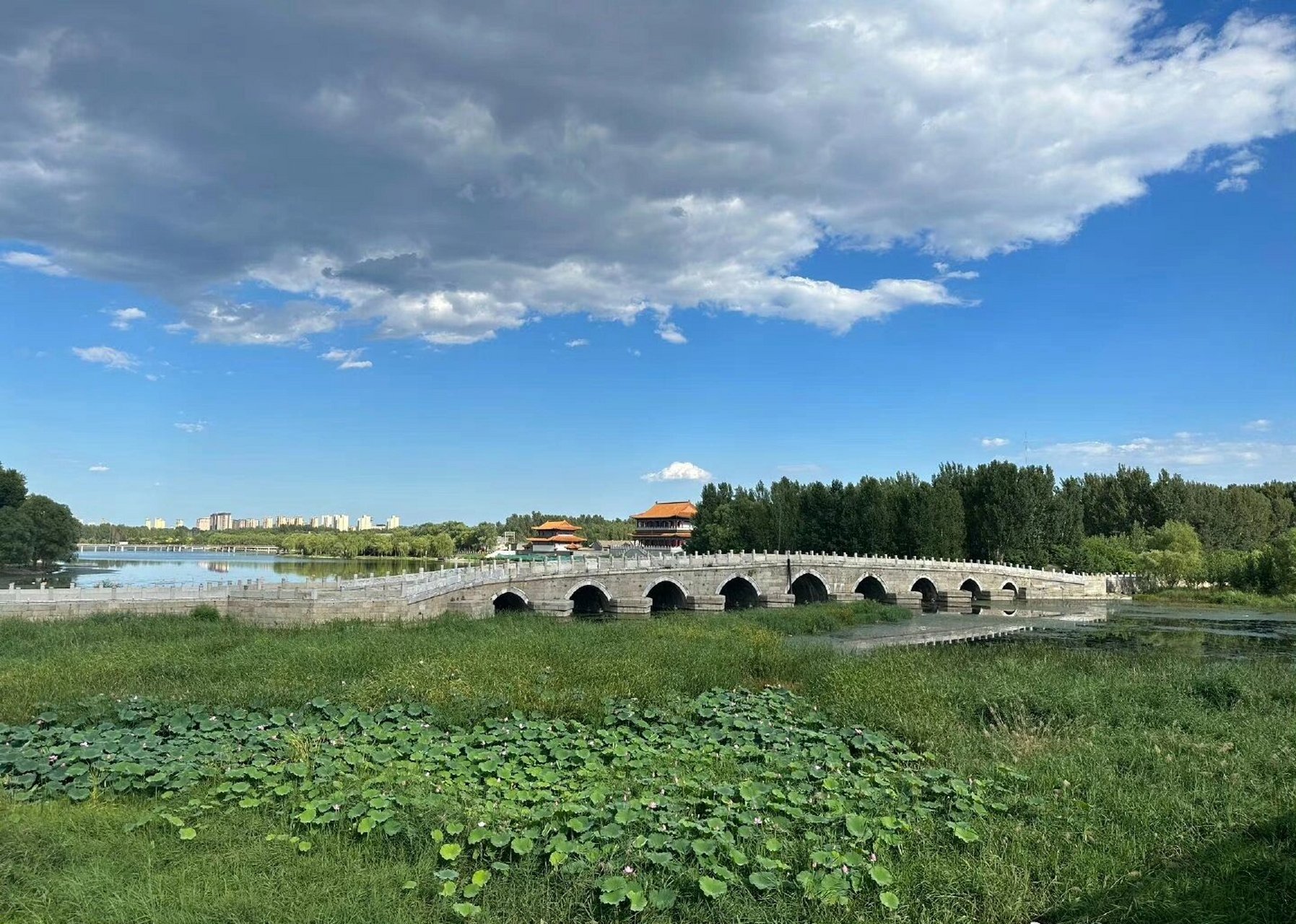 中国最长的石拱桥永济桥 河北涿州北拒马河大水,全国重点文物保护单位