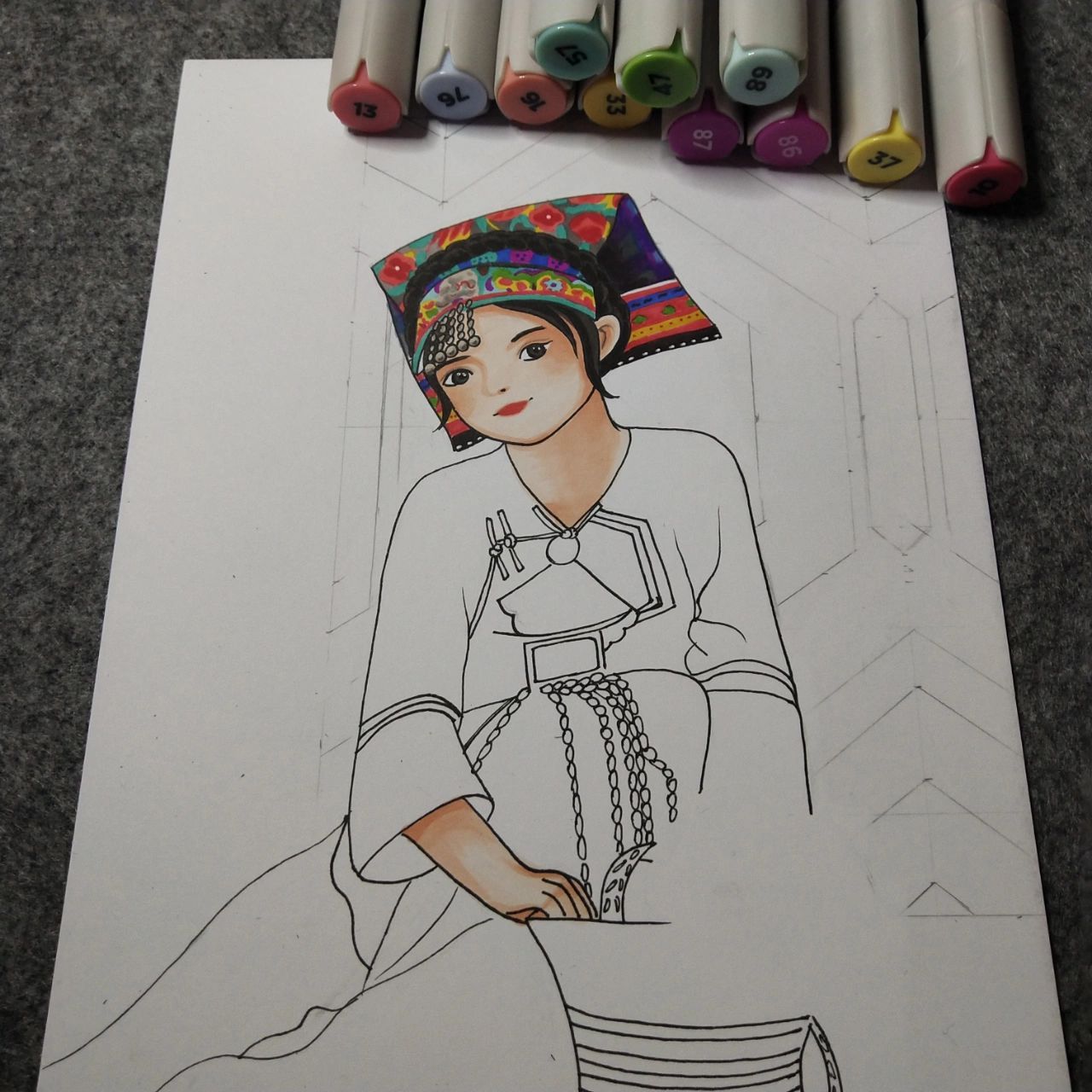 临摹转发需标明出处 土家族服饰的结构款式以俭朴实用为原则,喜宽松