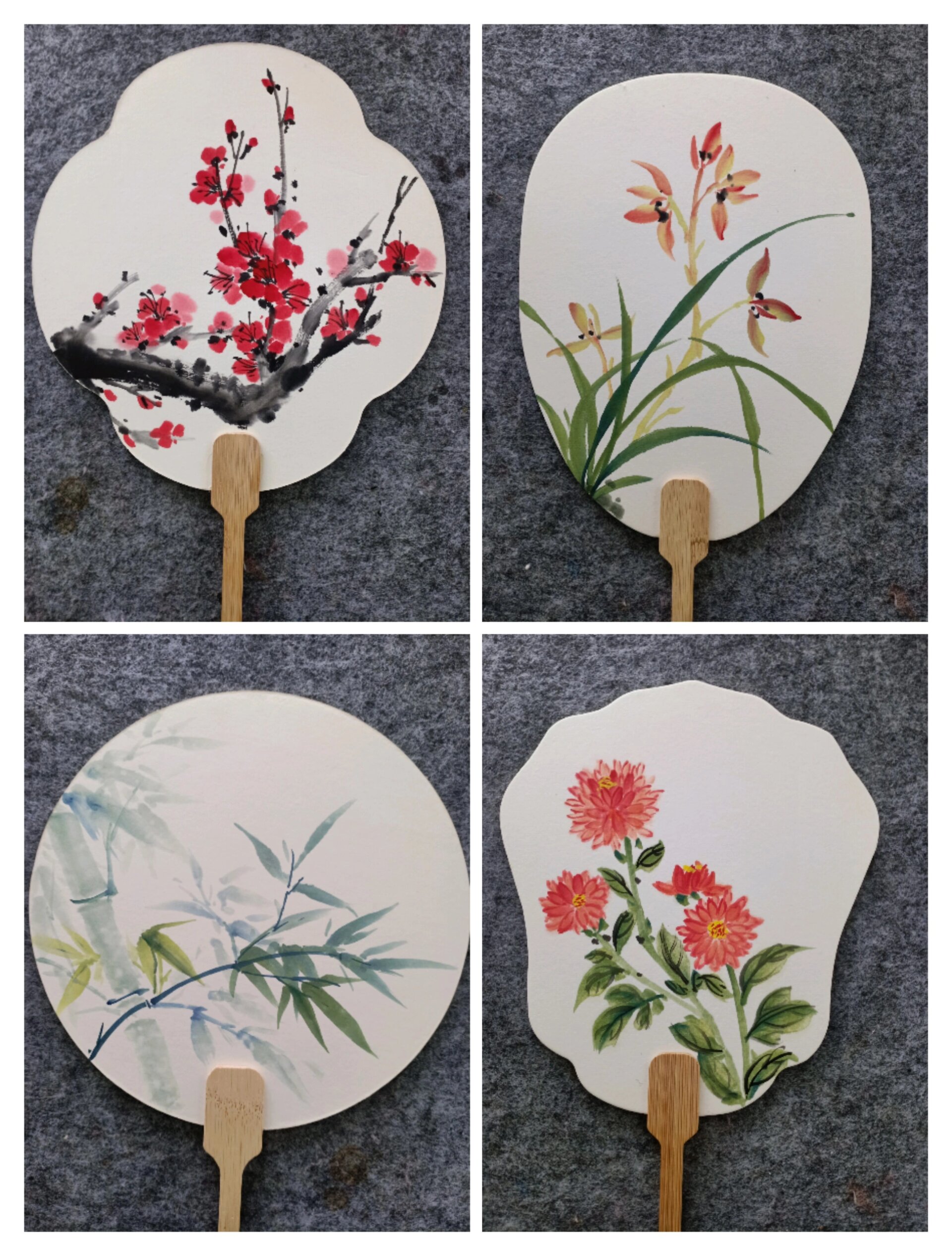 梅兰竹菊系列双面团扇