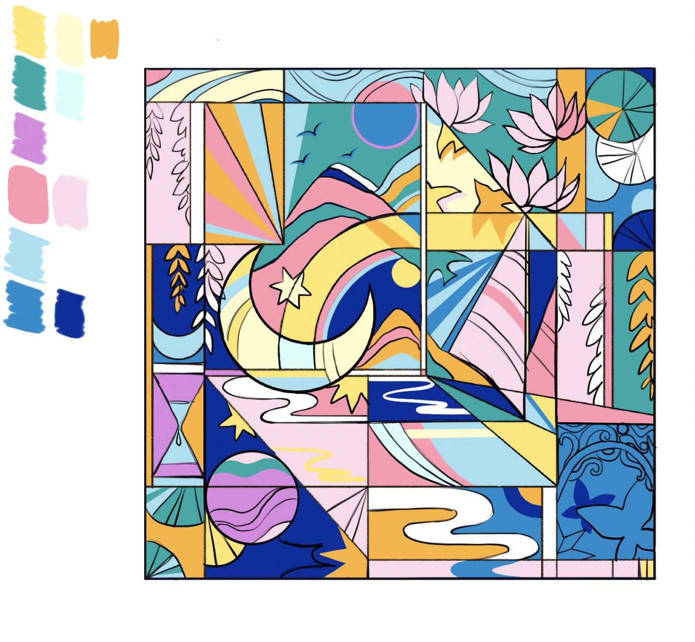 色彩构成96平面构图分享(自制)考研设计 之前自己制作的一些构成感