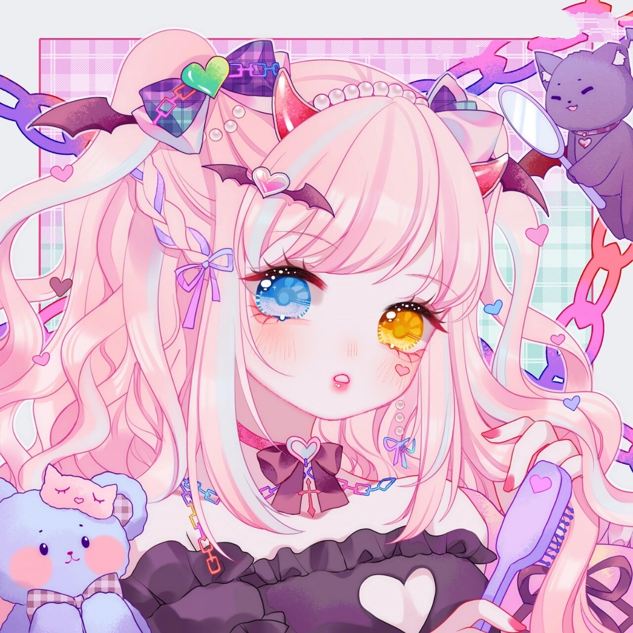 卡哇伊拽姐炫酷彩虹电竞少女系列头像