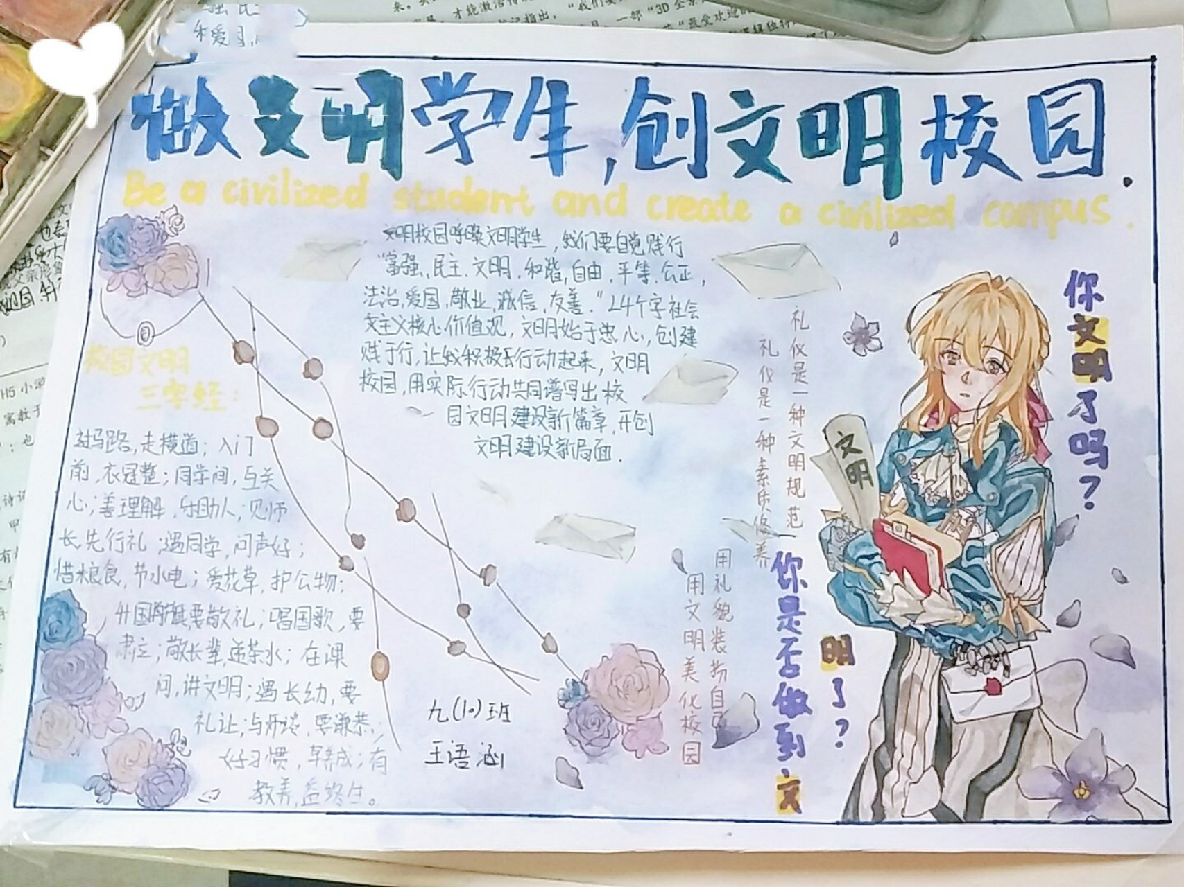 做文明学生,创文明校园手抄报