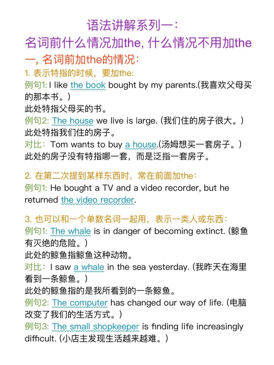 名词前什么情况加the,什么情况不用加the 98语法讲解系列一: 78