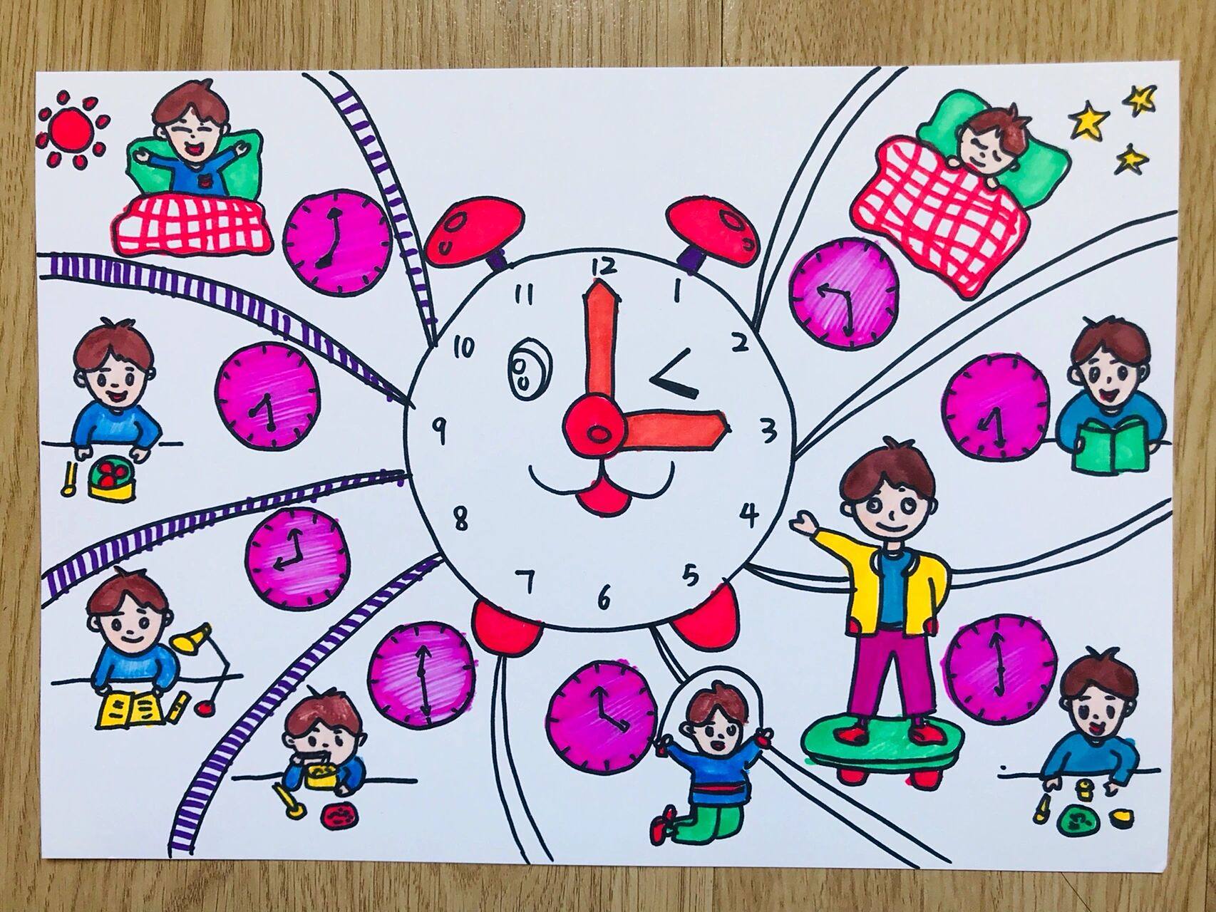 【绘画】我的一天时间表 暑假寒假时间表绘画