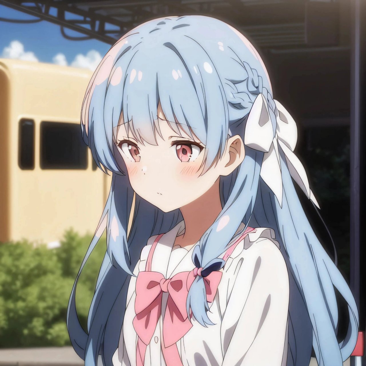 动漫女孩——蓝发粉瞳篇(头像)