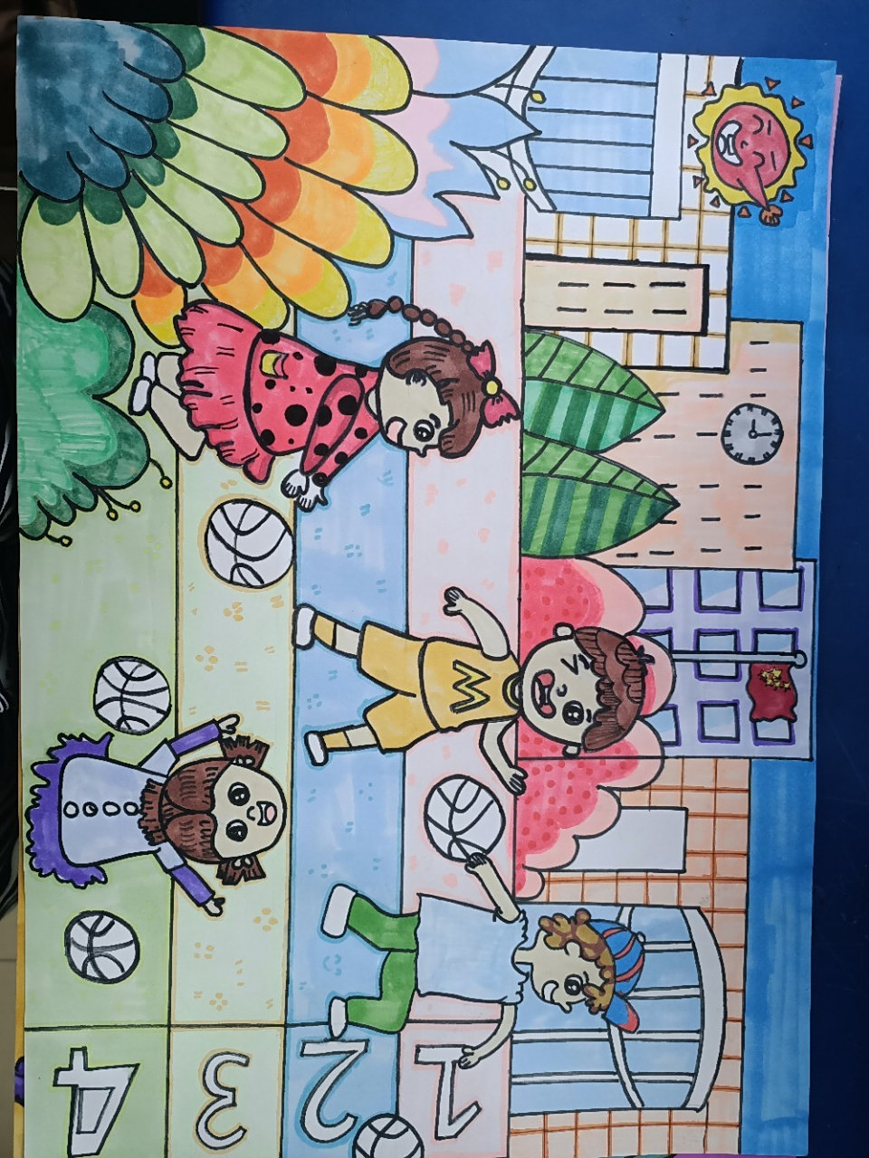 幼儿简笔画《校园一角》 幼儿简笔画《校园一角》