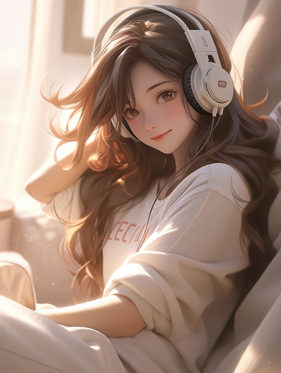 【女生头像】阳光下,房间里,听音乐女孩  挺音乐头像, 阳光下,房间里