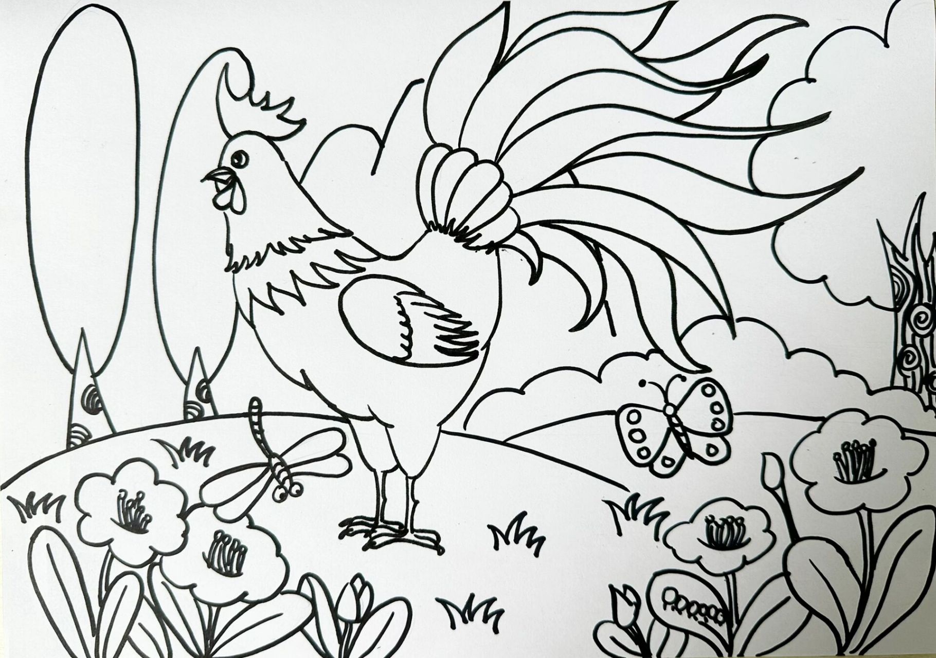 人美版美术《艳丽的大公鸡》含步骤图