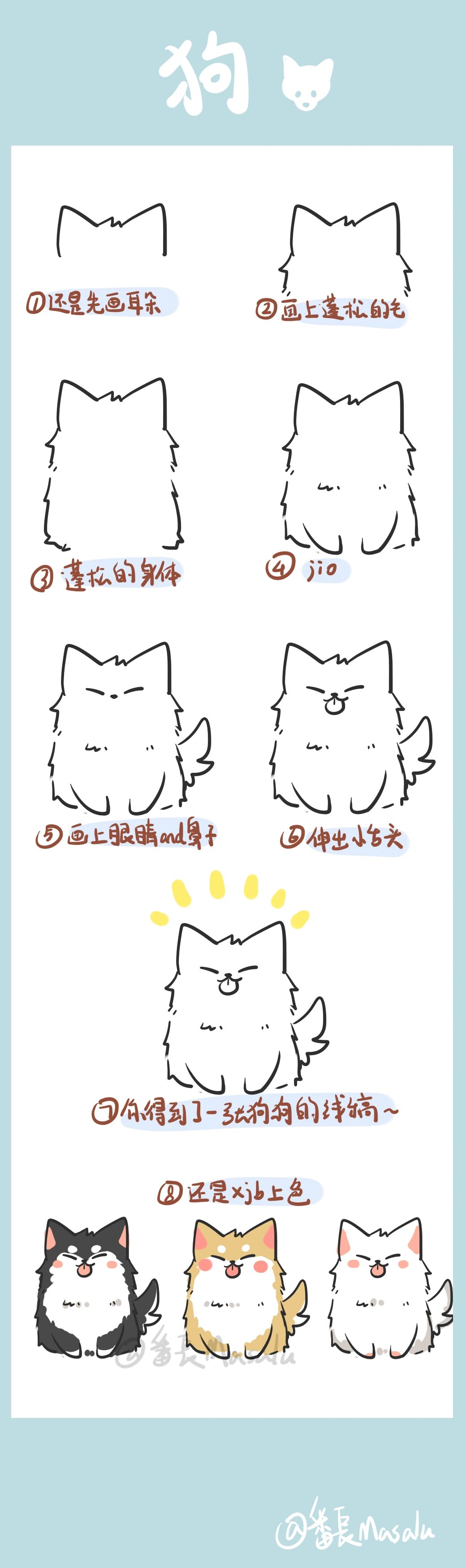 飞狗猫狗简笔画图片