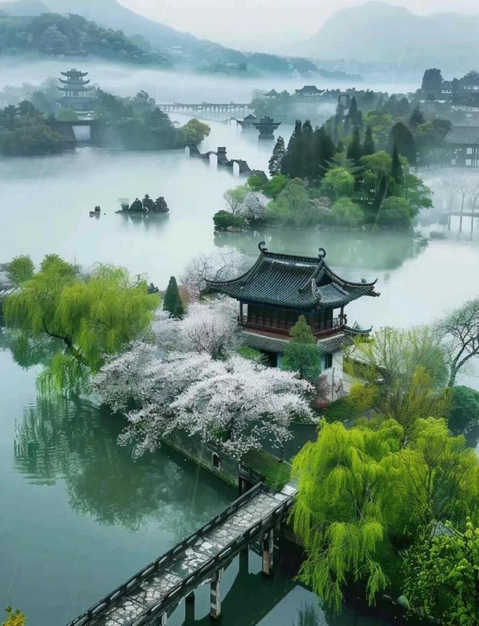 江南烟雨美景图片高清图片