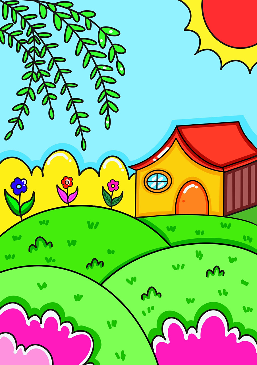 春天主题画 儿童画 创意画 简笔画 线稿