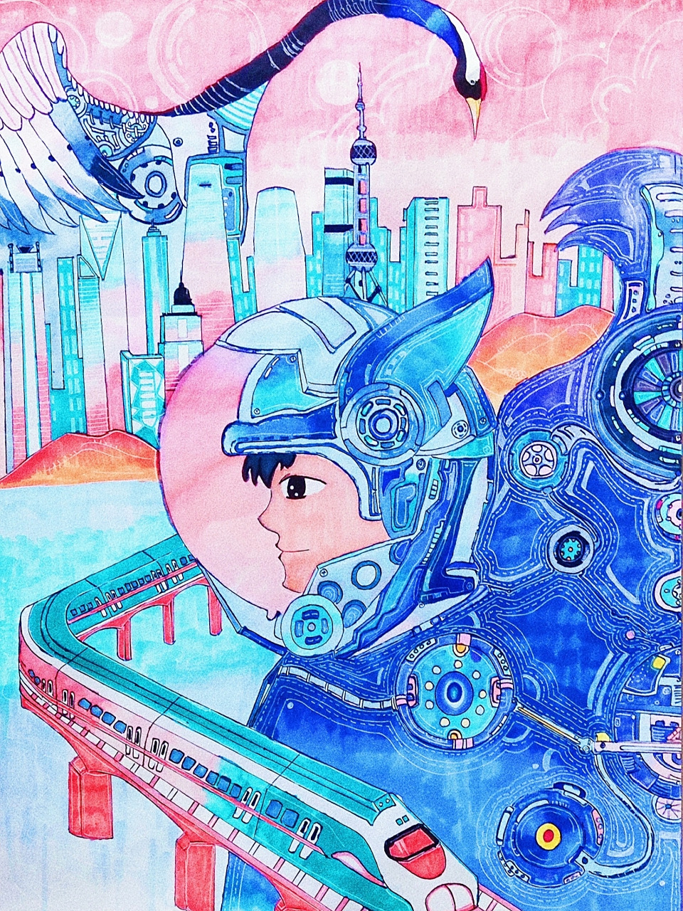 科技画《新时代 新生活》科创主题画