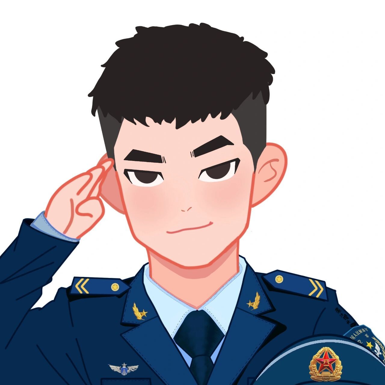 ②空军手绘头像 左手牵你右手敬礼  空军头像空军手绘头像