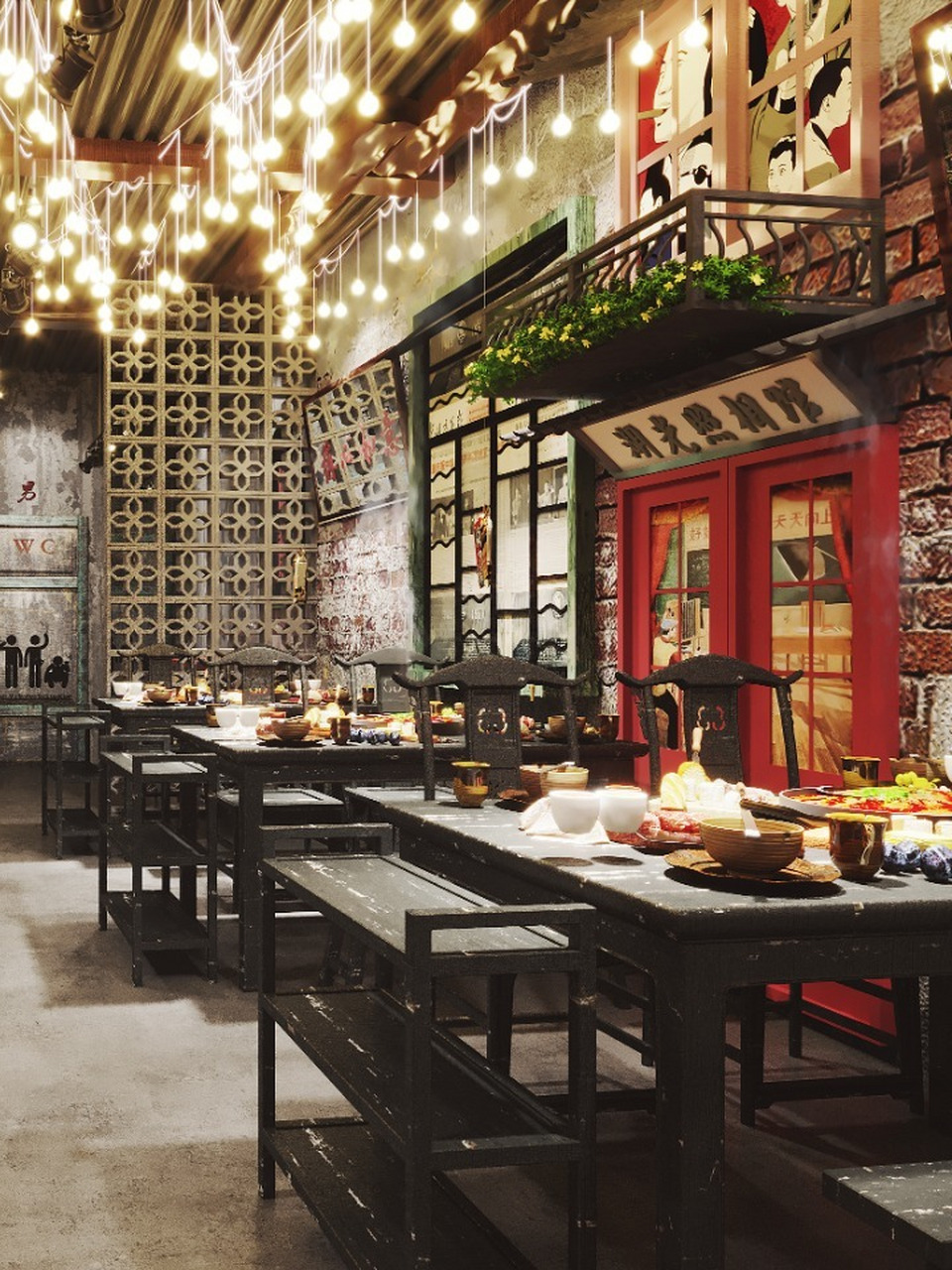 来看看这款火锅店的设计,简直就是复古与时尚的完美结合!