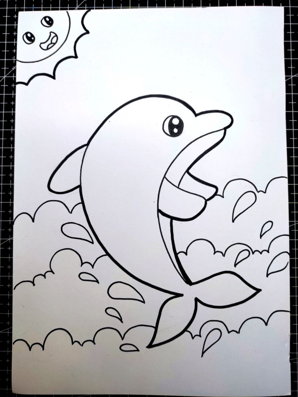 马克笔简笔画《可爱的海豚》               99绘画工具 8215纸