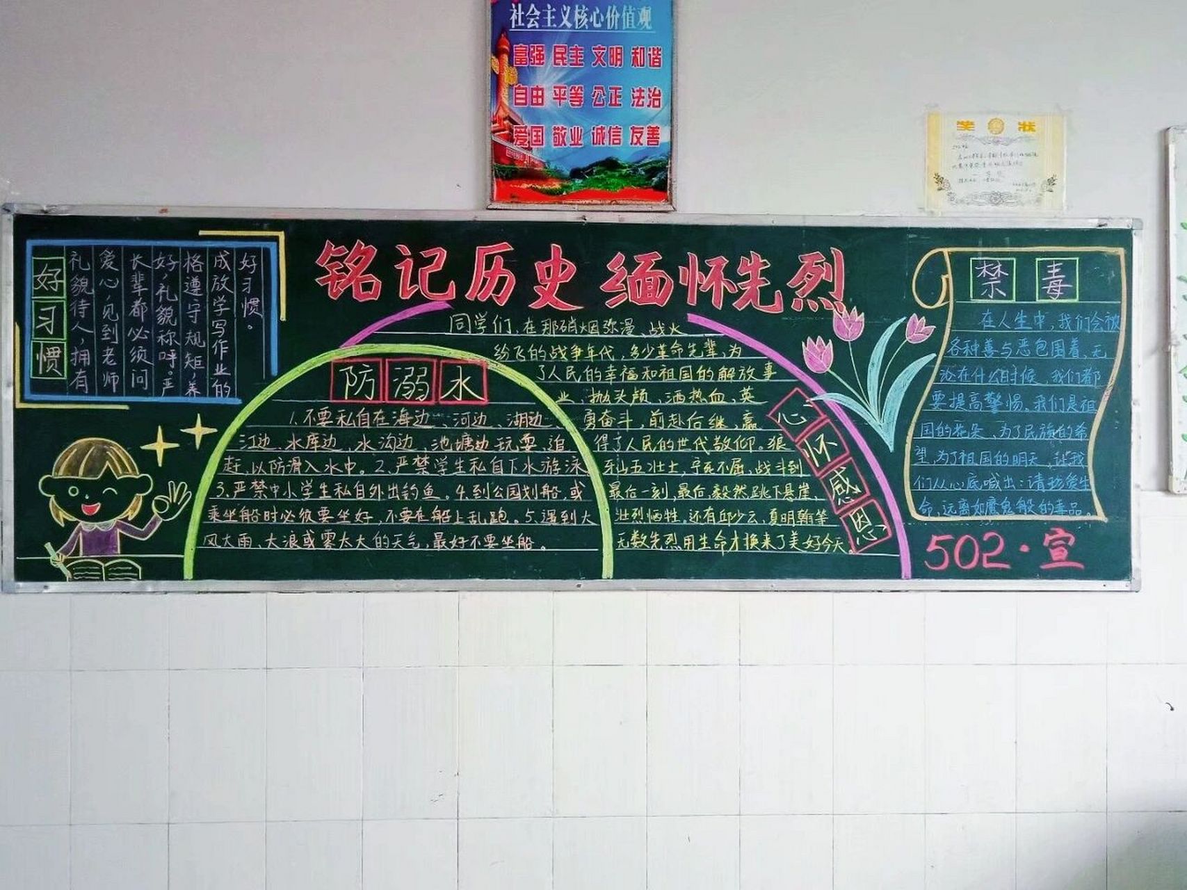 黑板报:铭记历史,缅怀先烈 黑板报模板