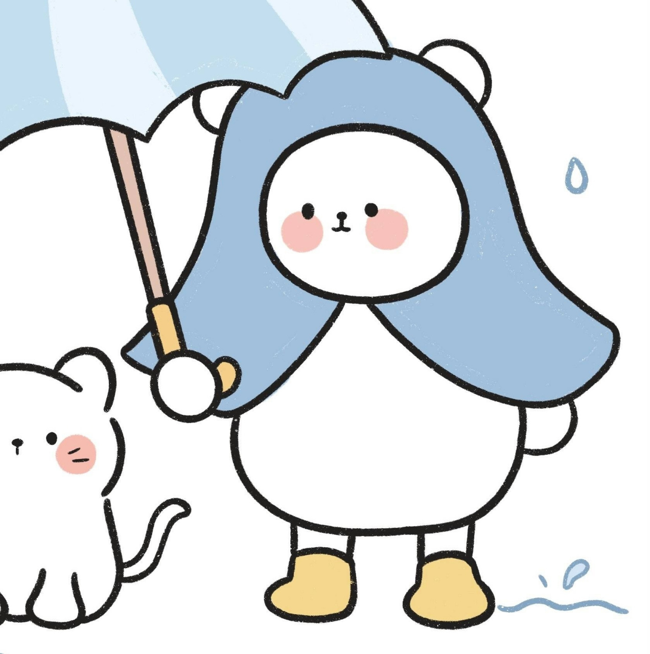 超可爱小喵咪打伞情侣头像