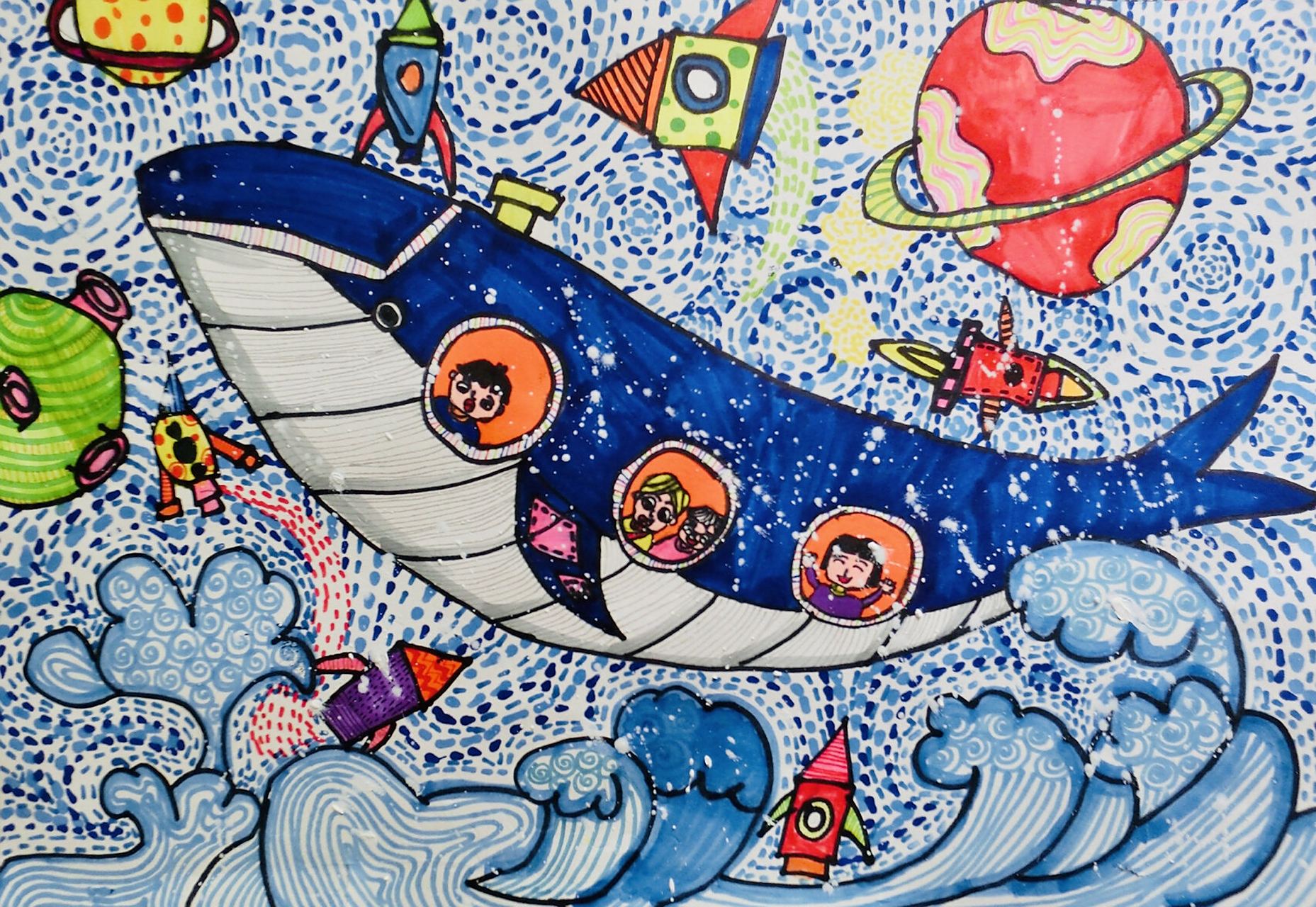 2-4年级的科技创想主题绘画 孩子们的天马行空,也许在未来真的可以