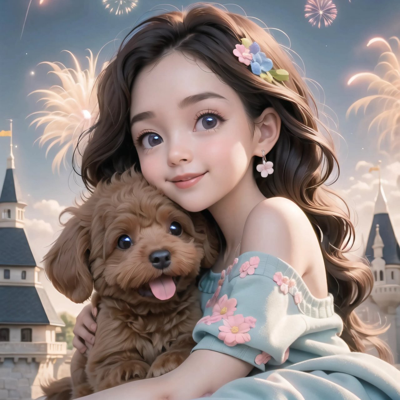 女孩抱着棕色泰迪可爱甜美头像动漫头像