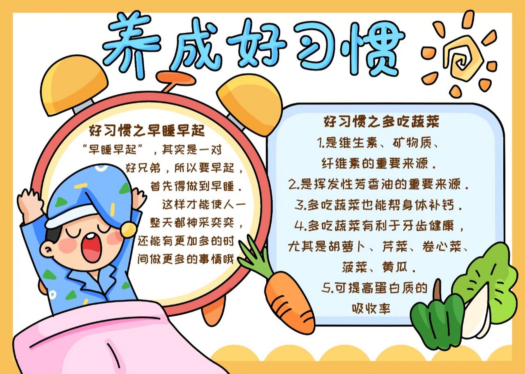 手抄报系列② 今日份手抄报 关于"养成好习惯"和"节能省点"主题 下次
