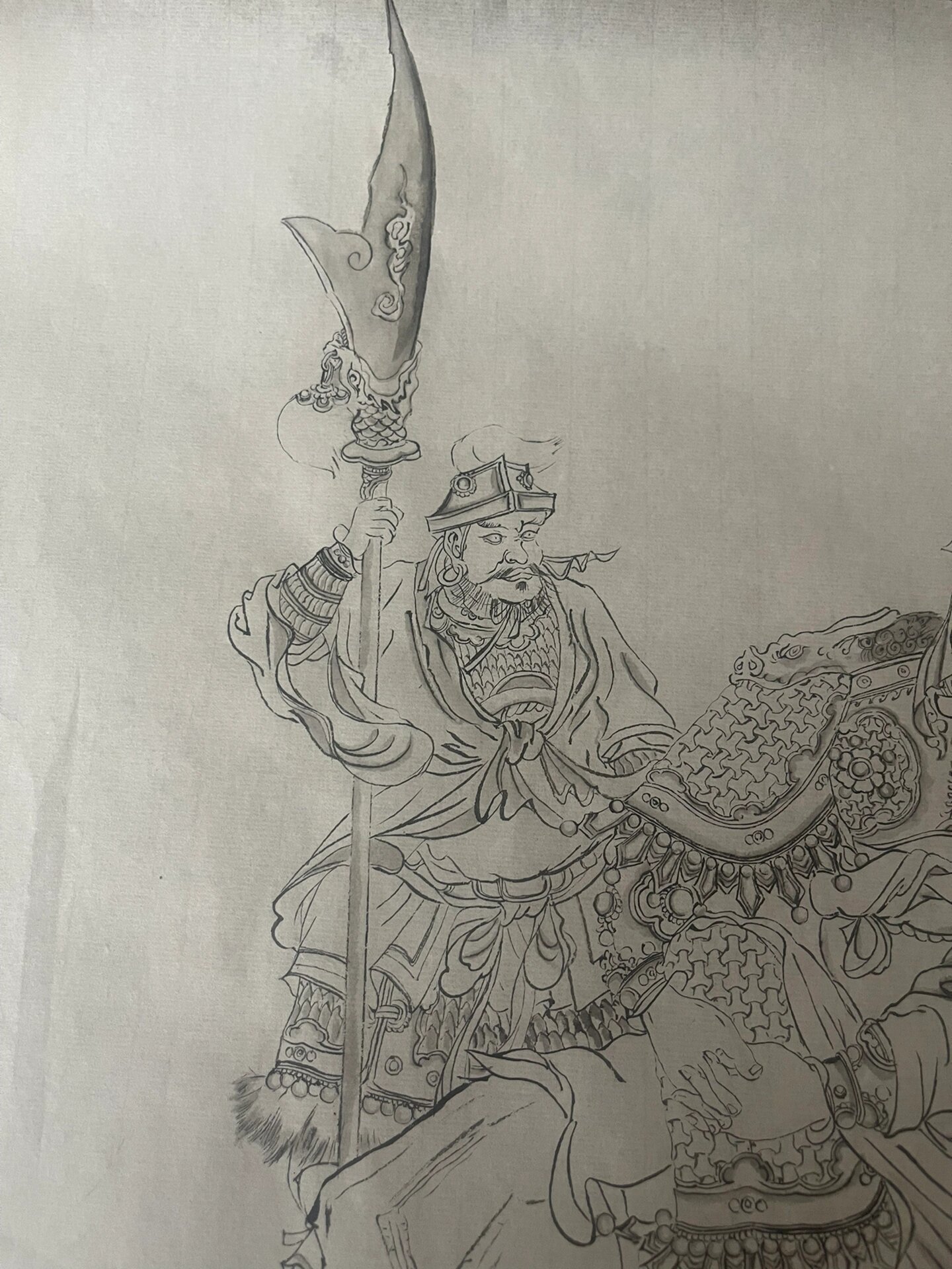 给朋友画的关公白描稿完成