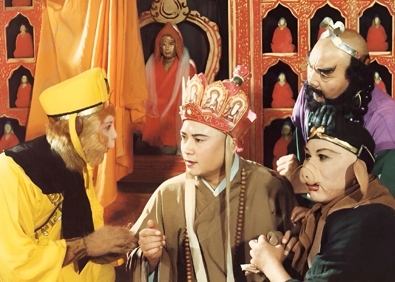 86版西游记师徒四人合照剧照 05 和谐的师徒四人.