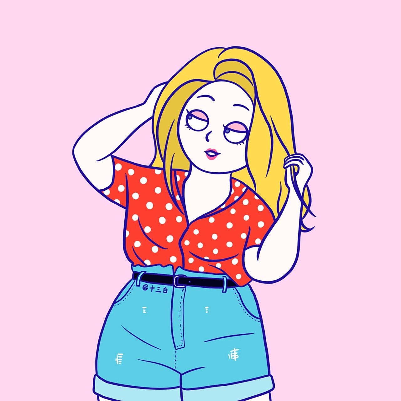 胖女生头像插画 减肥头像 吃货头像 风趣漫画 美丽骄傲 #我是原创插画