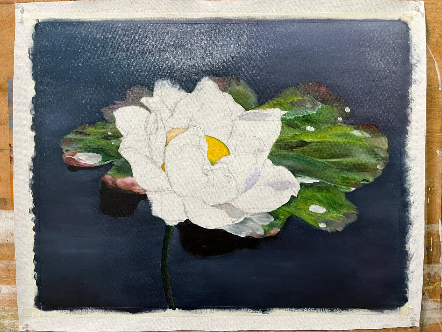 油画荷花,很有禅意