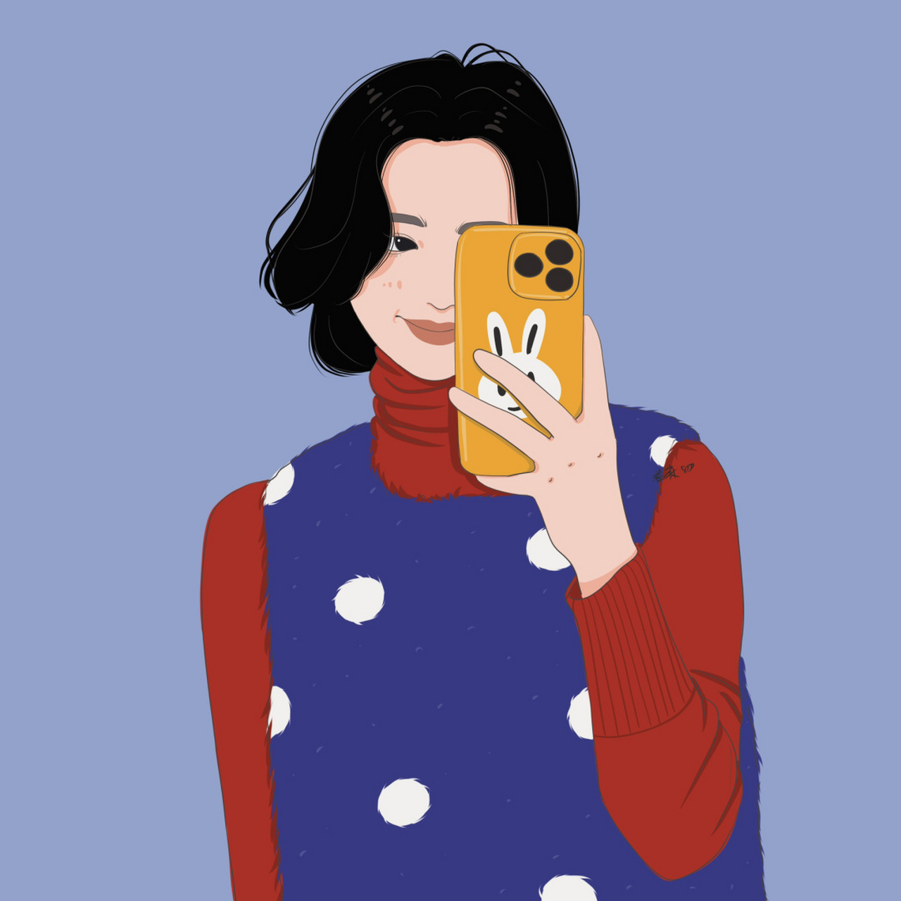 插画 | 头像 | 短发波点背心裙的小仙女 图片92二改92商用92去