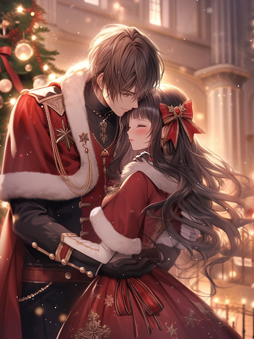 甜蜜圣诞情缘:动漫情侣底图温馨送上