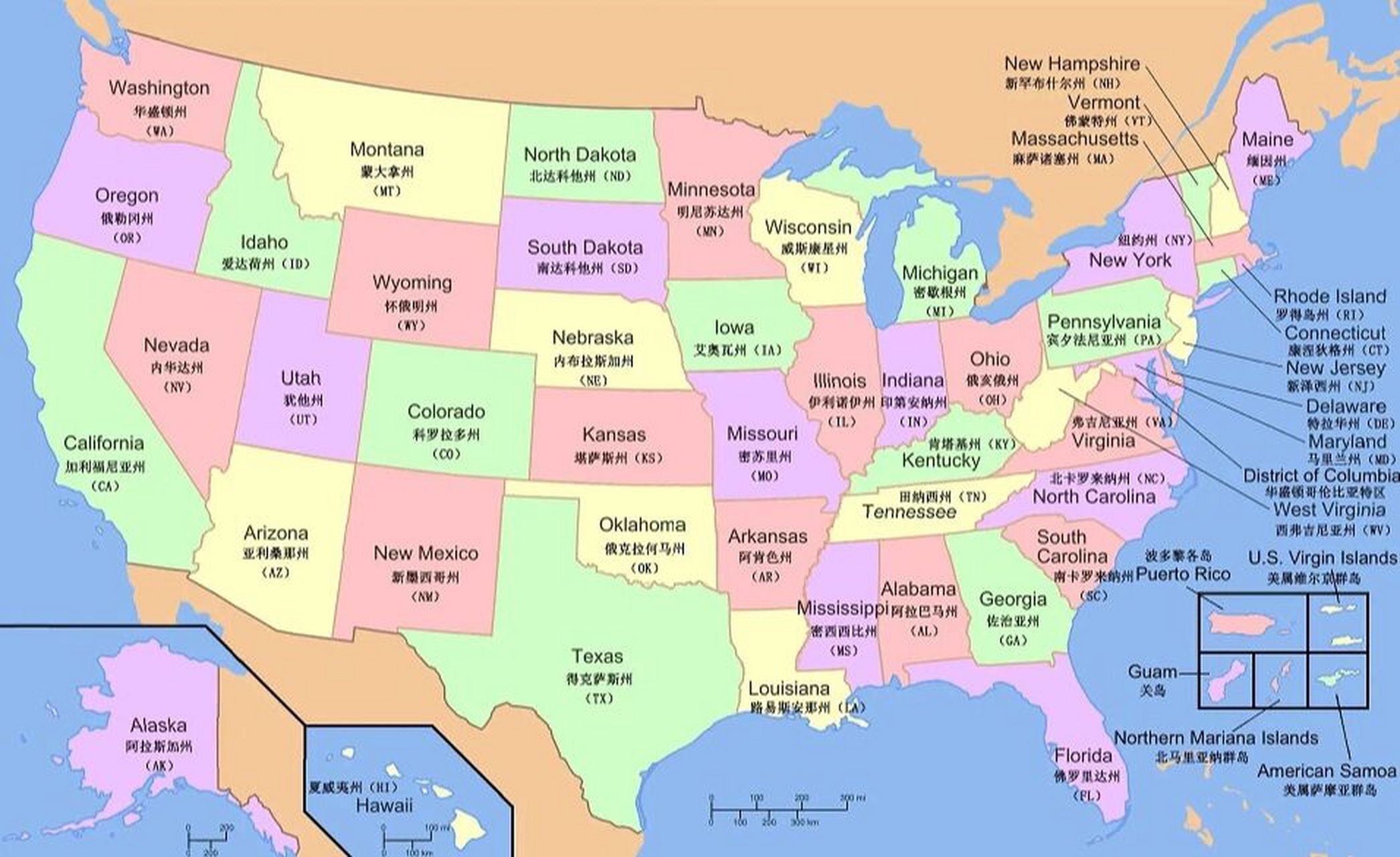 美国重点城市地图图片