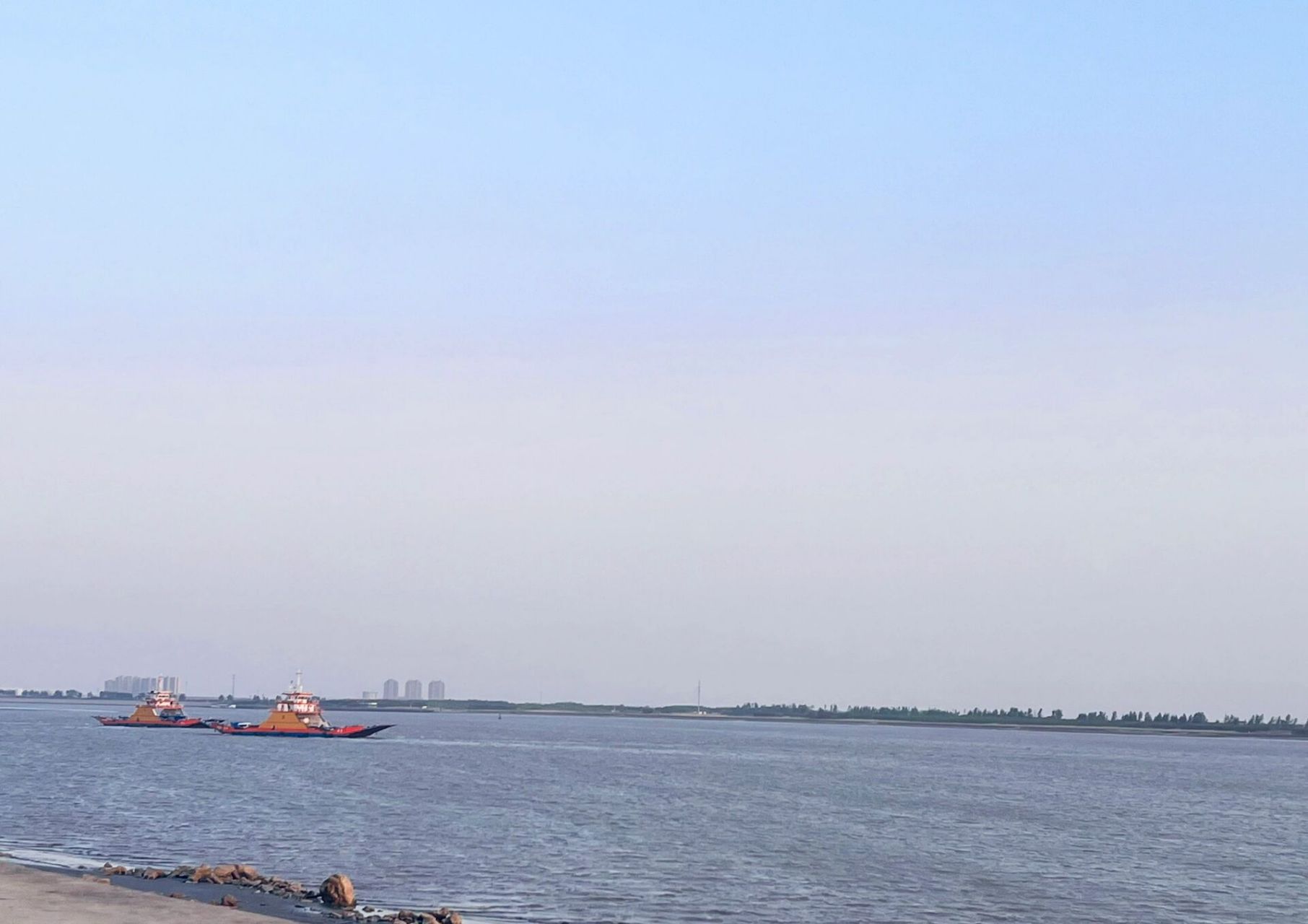 海门-长江边看落日   大海门的