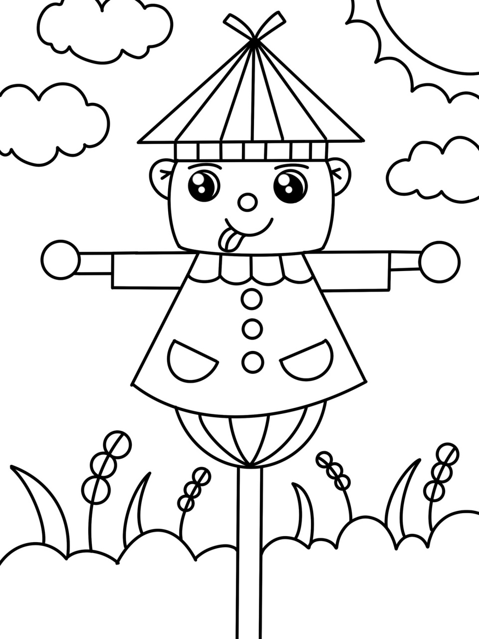 稻草人 简笔画 创意画 儿童画 带线稿哦 适合小朋友哦#儿童简笔画