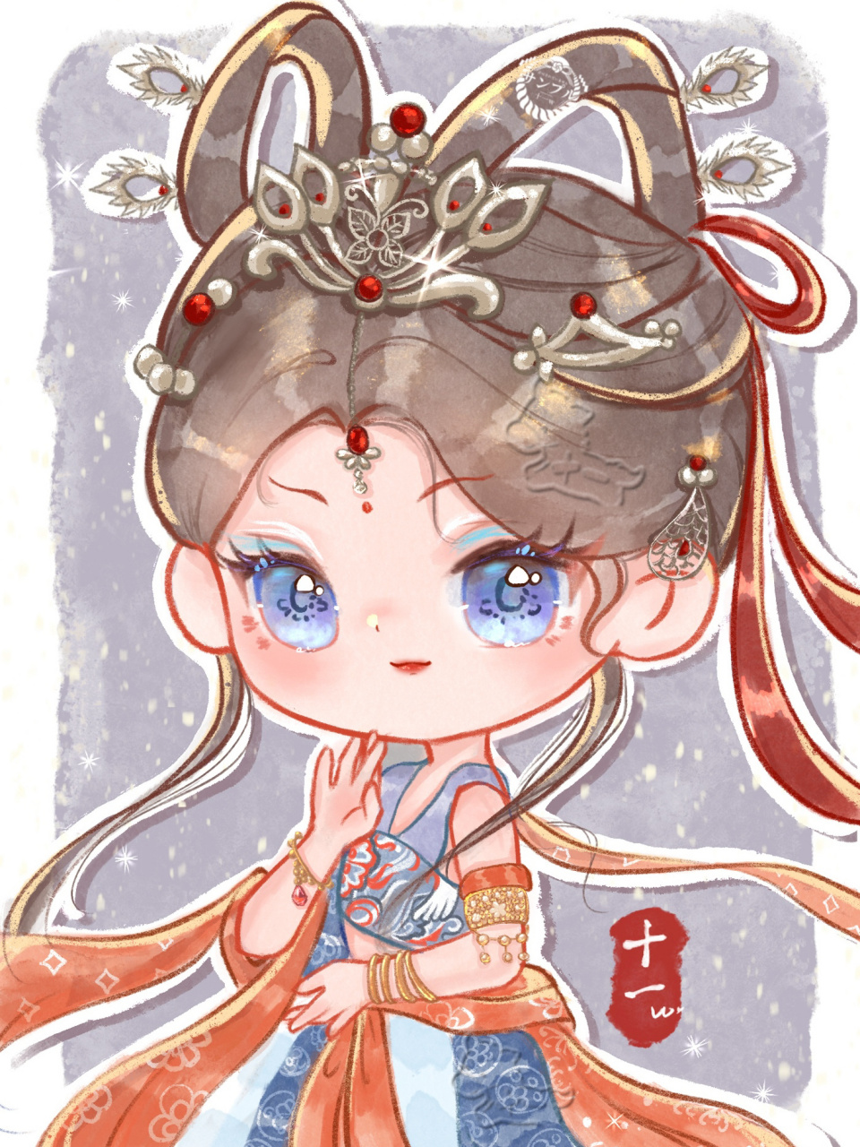 老师: 	 #素材# #q版人物# #佳儿绘画挑战营# #杨超越敦煌飞天神女