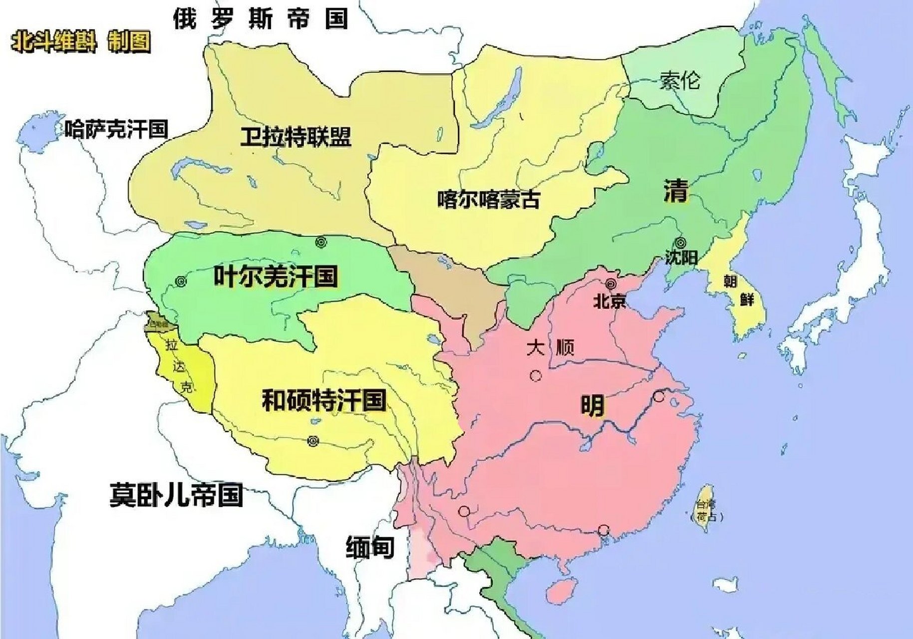 清的版图变化 努尔哈赤时代,后金统一建州女真和海西女真.