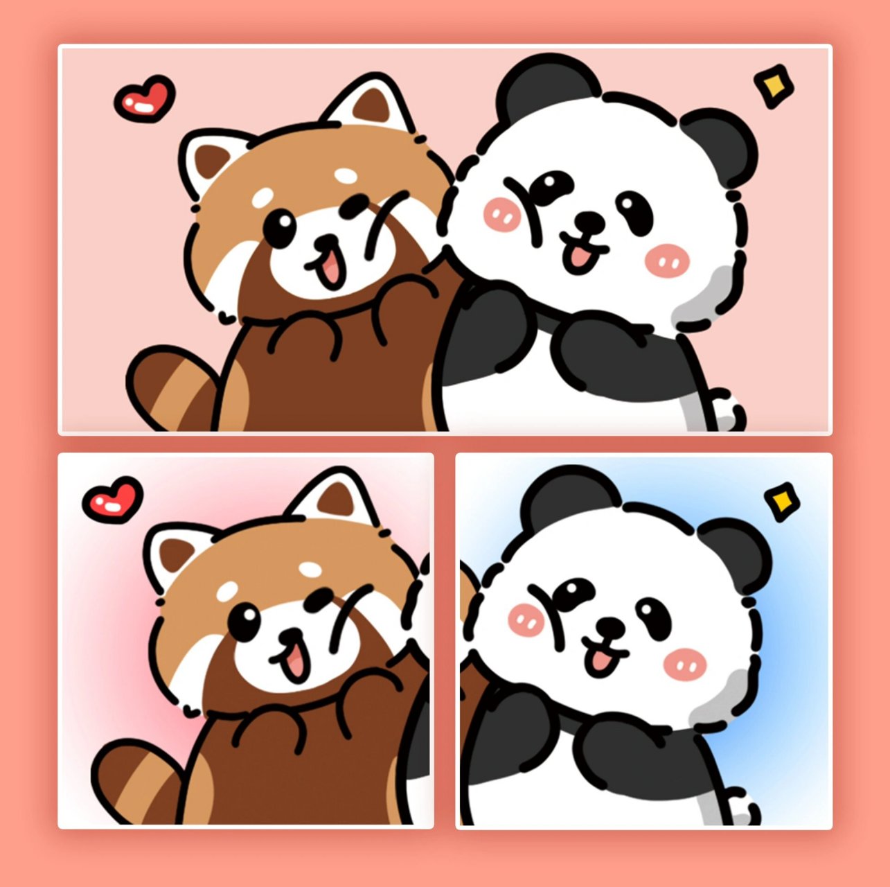 熊猫头像一左一右图片
