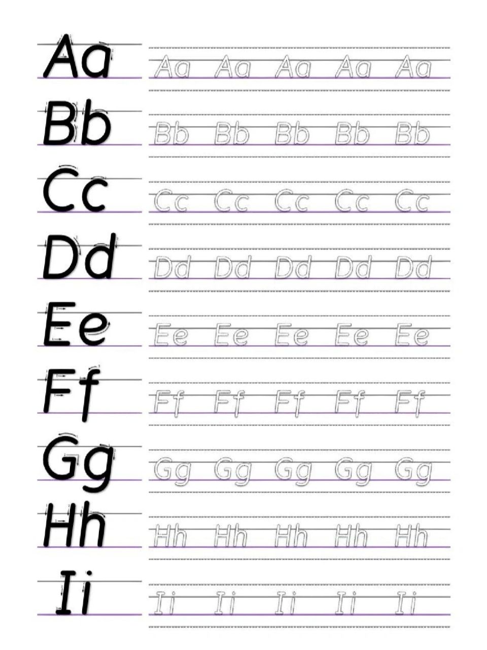 英文字母书写模板打印图片