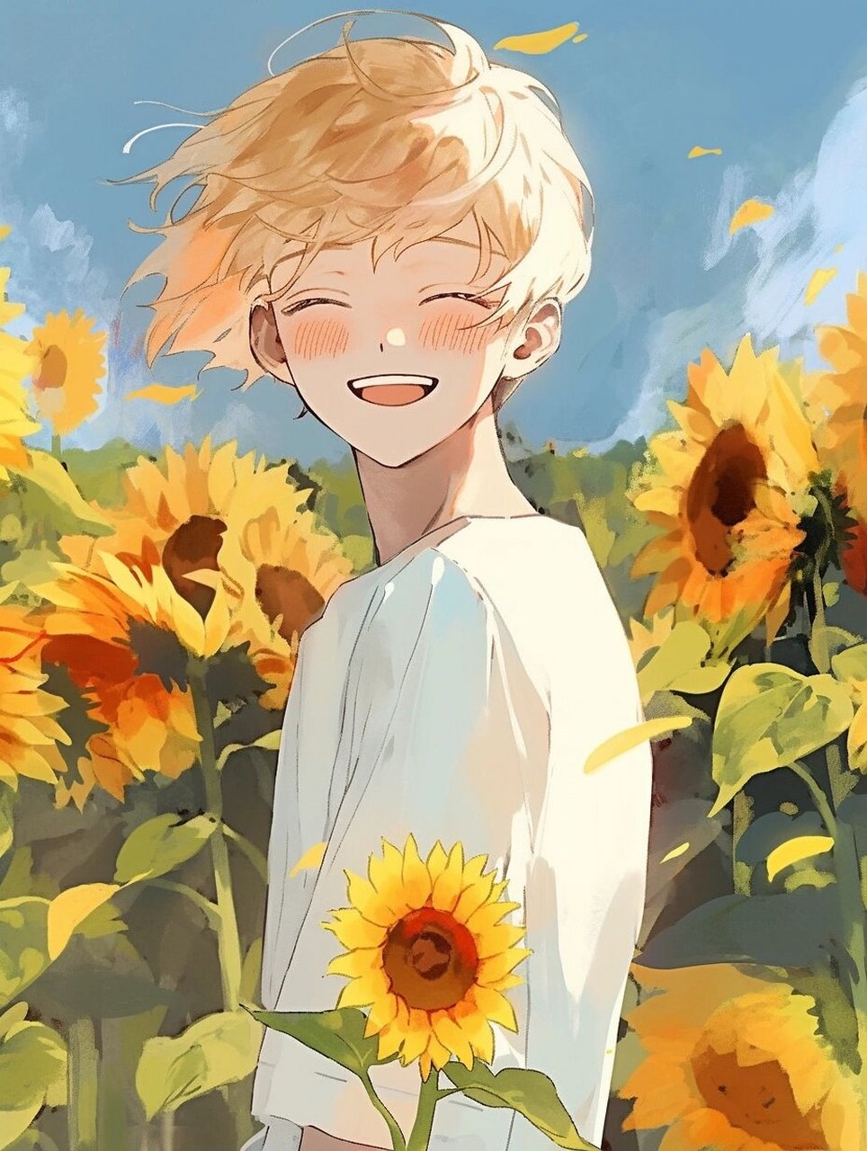 向日葵头像|治愈系|男生|情侣 向日葵花语:入目无他人,四下皆是你