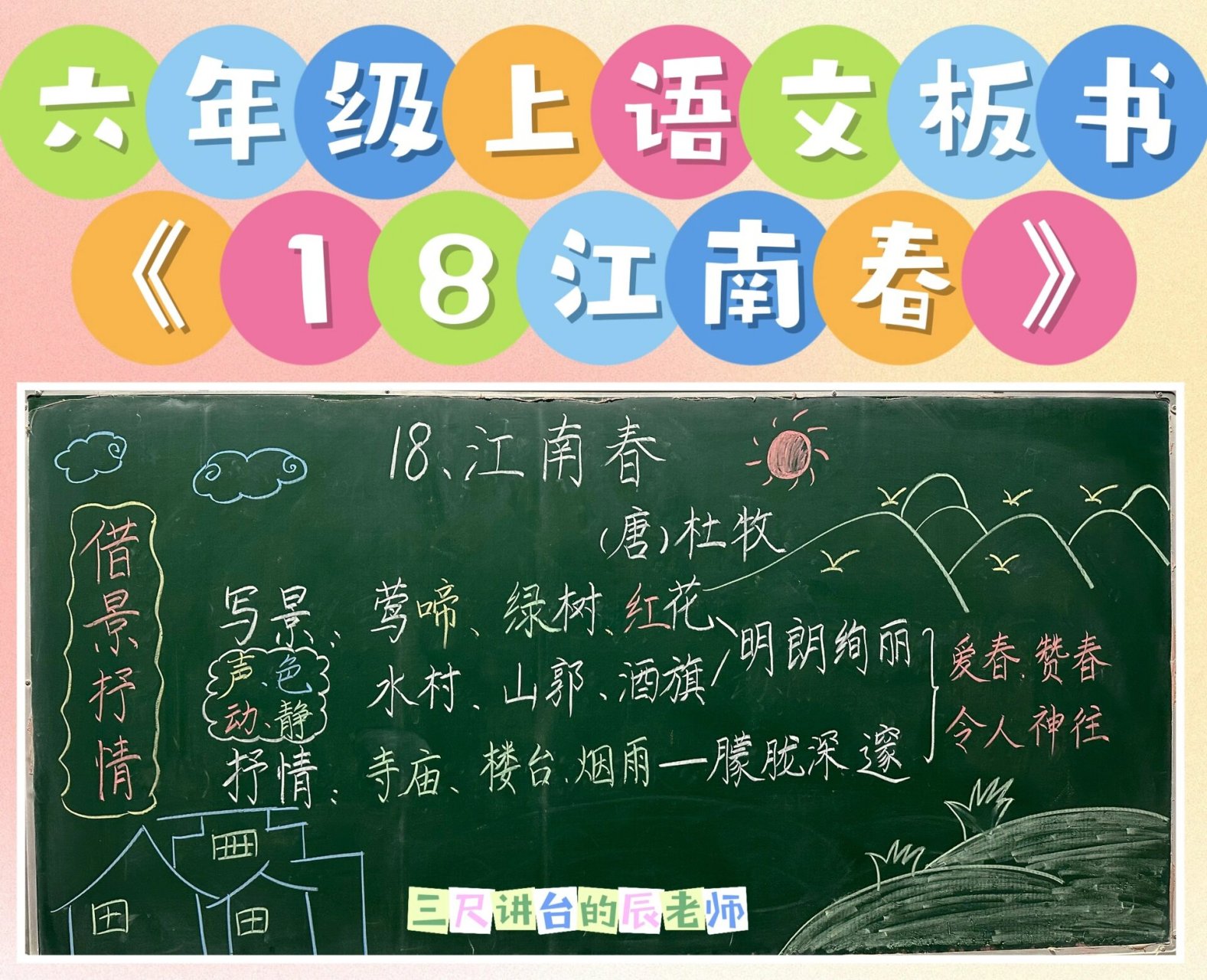 六年级上语文《21江南春》板书
