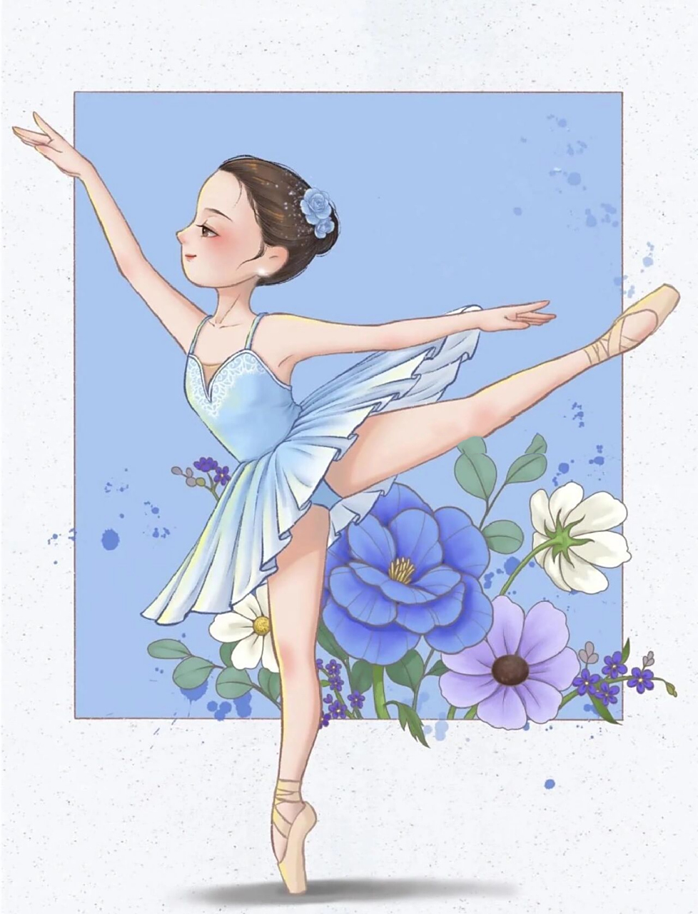 插画|一组跳芭蕾的小姑娘 可爱的模样跳着优雅的舞蹈,好治愈