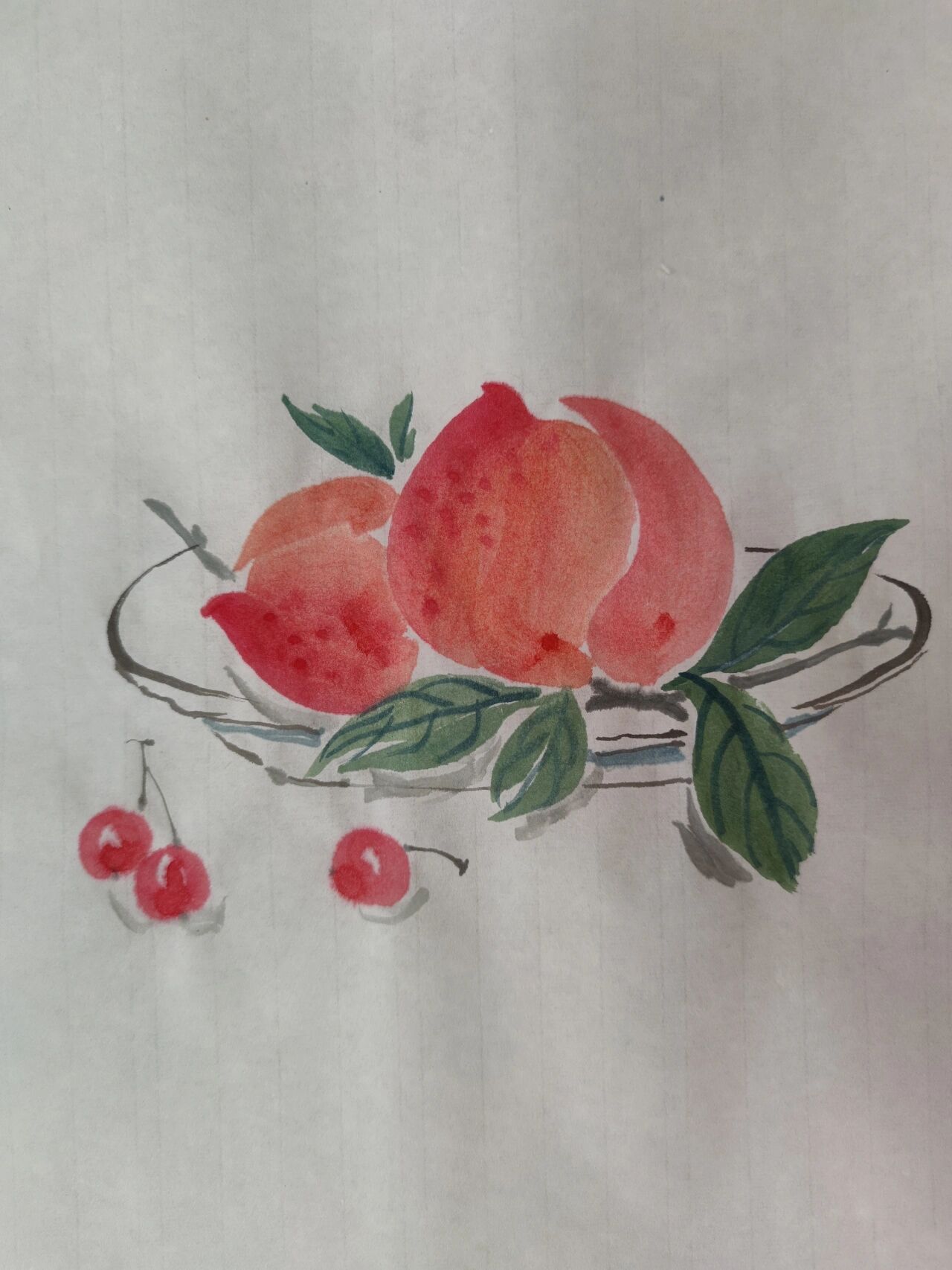 《国画写意寿桃》桃子99水蜜桃